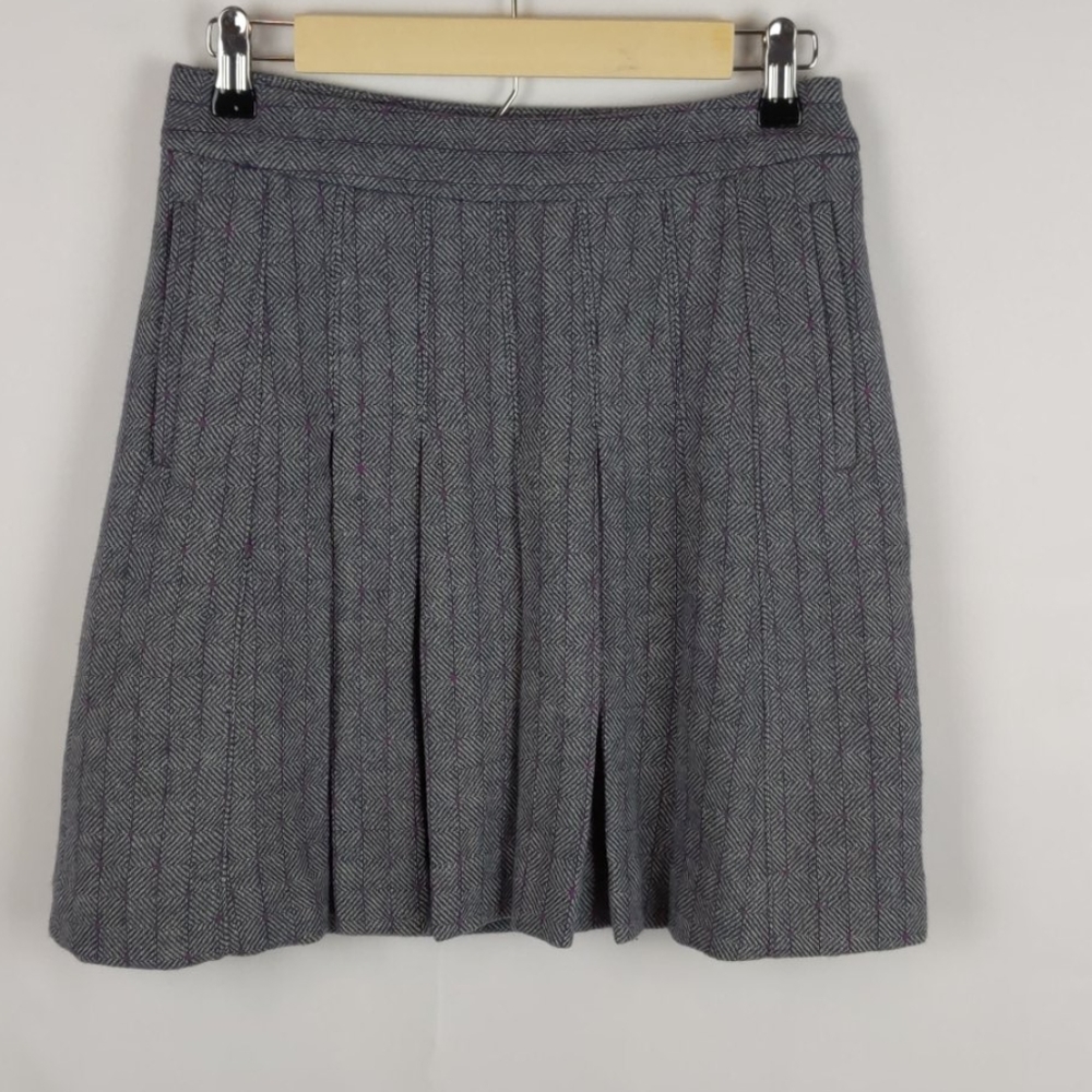 Odille Wool Blend Pleated Gray Purple Accent